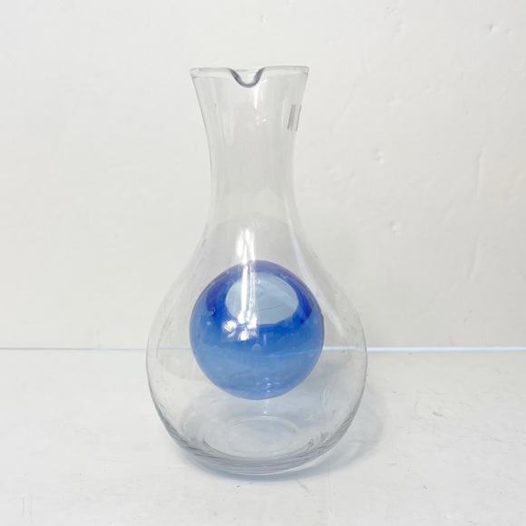 Hinomaru Handblown Ice Pocket Cold Sake Spirit Whiskey Glass Decanter Blue - Picture 5 of 7